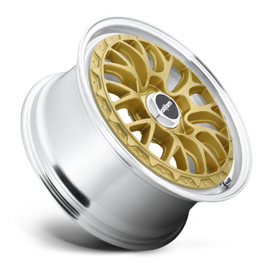 Rotiform LSR, 18 x 9.5 inch, 5x100 PCD, ET25 Gold / Machined Lip, Single Wheel