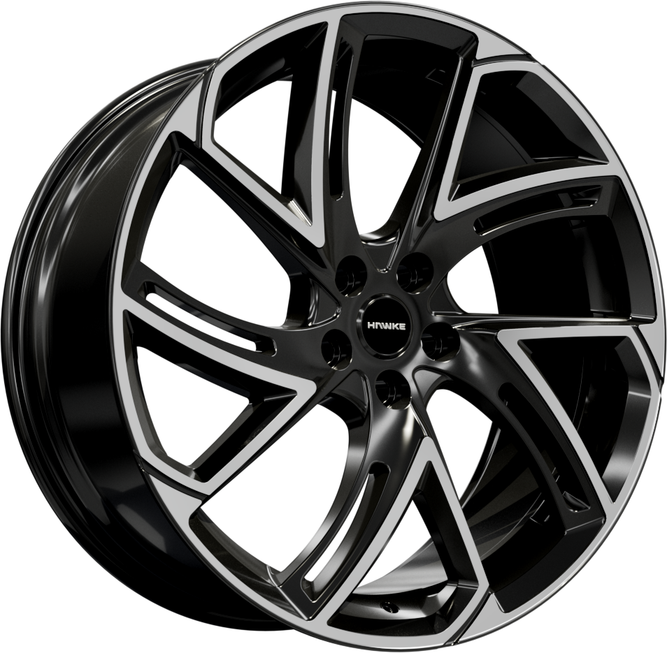 22x9.5 5-120 ET20 HAWKE CONDOR TESLA REAR BLACK POLISH C64