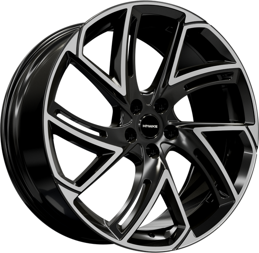 22x9.5 5-120 ET20 HAWKE CONDOR TESLA REAR BLACK POLISH C64