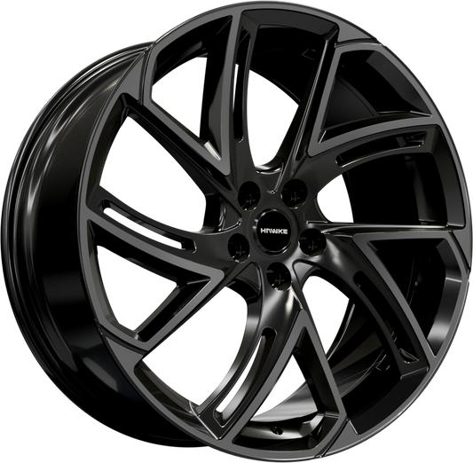 22x9.5 5-120 ET35 HAWKE CONDOR GLOSS BLACK STEALTH C72