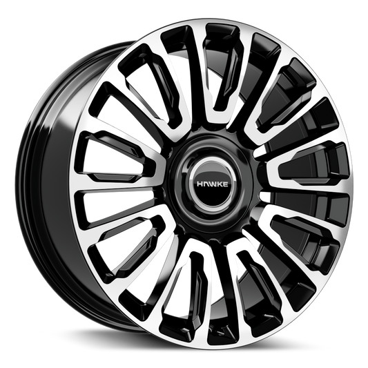 22x9.5 5-120 ET18 HAWKE DRESDEN ROLLS ROYCE BLACK POLISH C72