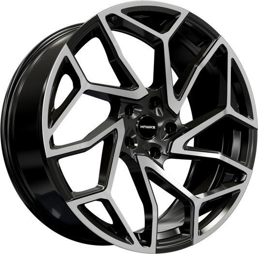 22x9.5 5-108 ET39 HAWKE KHOTAN BLACK POLISH 1529 C63