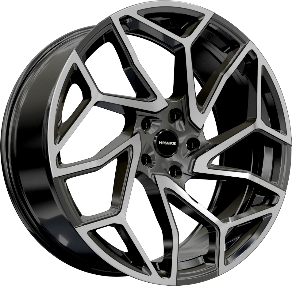 22x9.5 5-108 ET39 HAWKE KHOTAN GREY POLISH 1529 C63