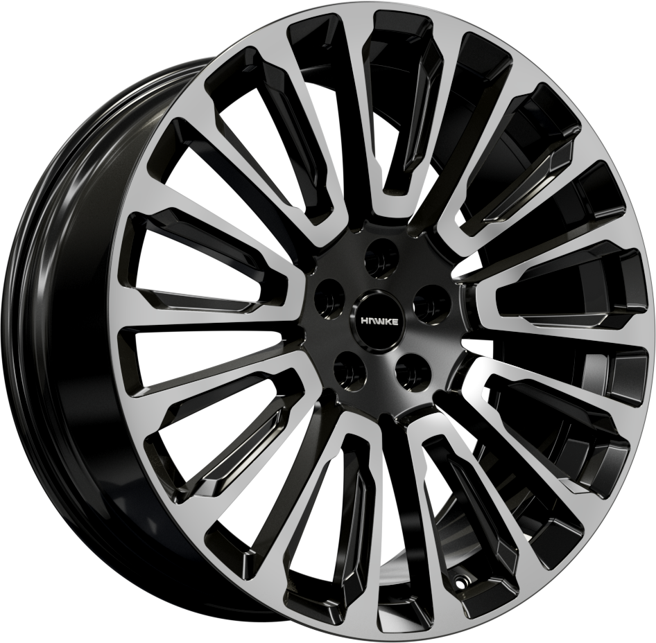 22x9.5 5-120 ET38 HAWKE TALON JET BLACK POLISH C72