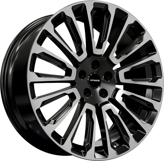 22x9.5 5-120 ET38 HAWKE TALON JET BLACK POLISH C72