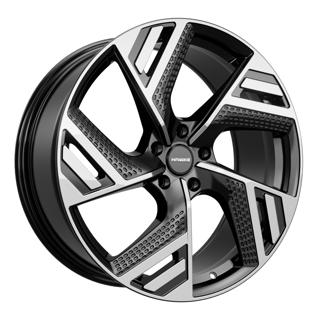 20x8.5 5-108 ET38 HAWKE VALOR BLACK POLISH C65