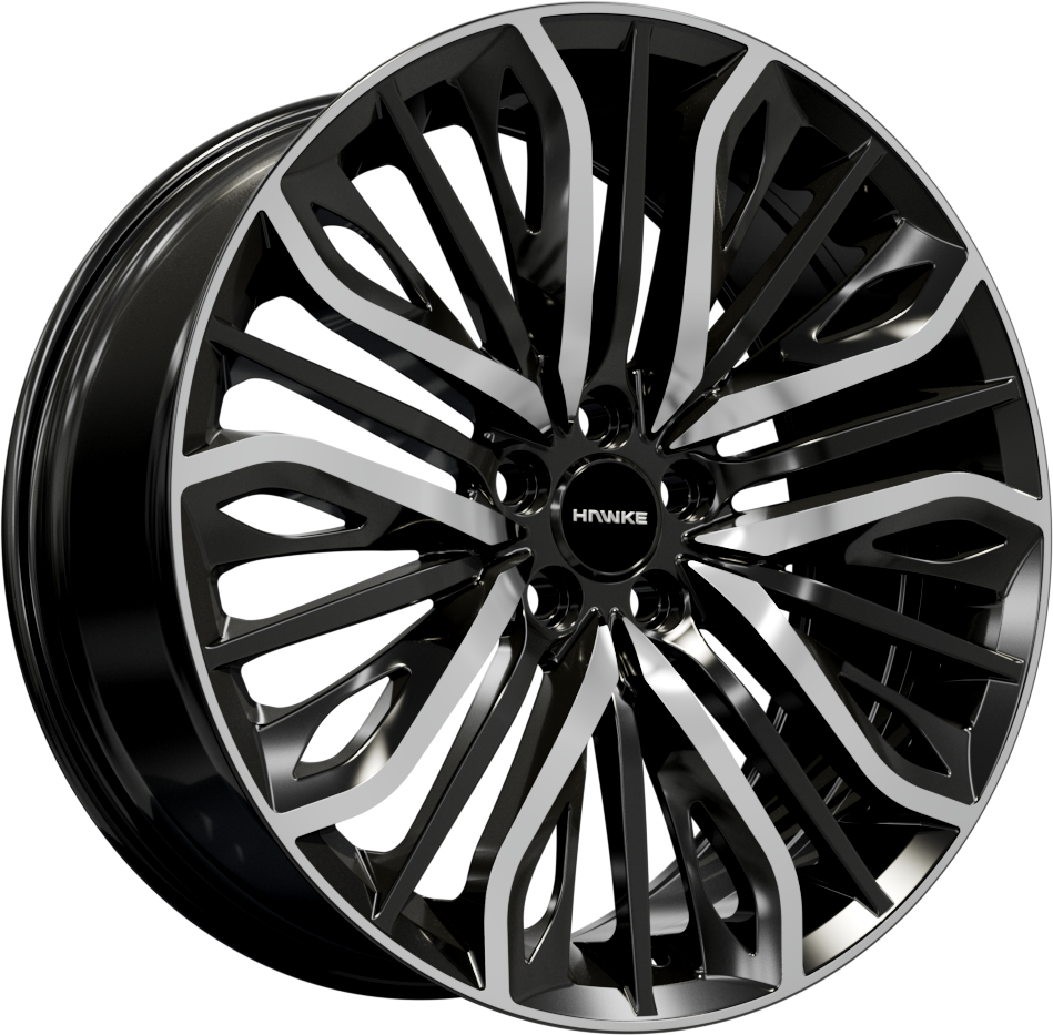 22x9.5 5-120 ET35 HAWKE VEGA FLO FORMED BLACK POLISH C72