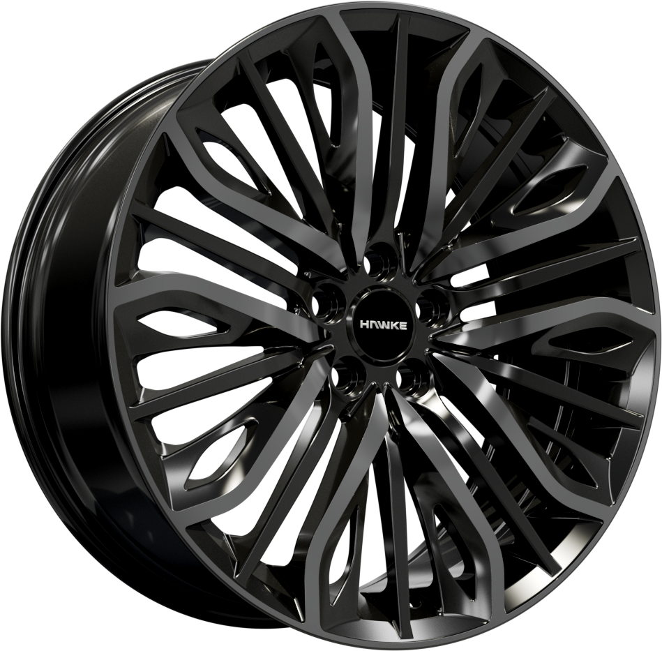 22x9.5 5-120 ET35 HAWKE VEGA FLO FORMED BLACK SHADOW C72