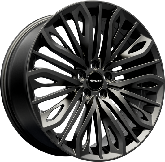 22x9.5 5-120 ET35 HAWKE VEGA FLOW FORMED M/BLACK C72