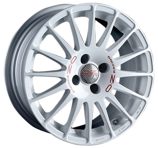 SUPERT. WRC 7x17 ET 40 4x100 OZ RACING RACE WHITE RED LETTERING Single Wheel