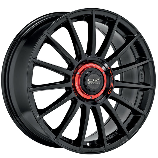 SUPERT  EVOLUZ 8,5x19 ET 38 5x112 OZ RACING GLOSS BLACK + RED LETTERING Single Wheel