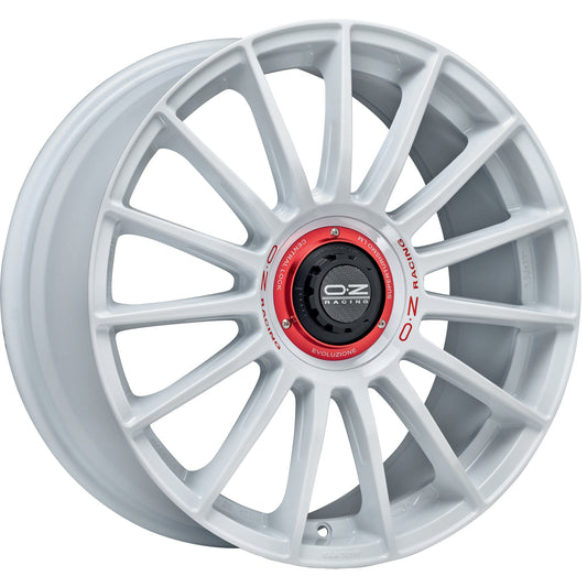 SUPERT  EVO WRC 8x18 ET 45 5x114,3 OZ RACING RACE WHITE RED LETTERING Single Wheel