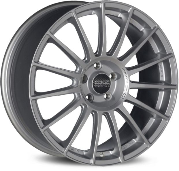 SUPERTURISMO LM 9,5x19 ET 40 5x112 OZ RACING MATT RACE SILVER BLACK LETTERING Single Wheel