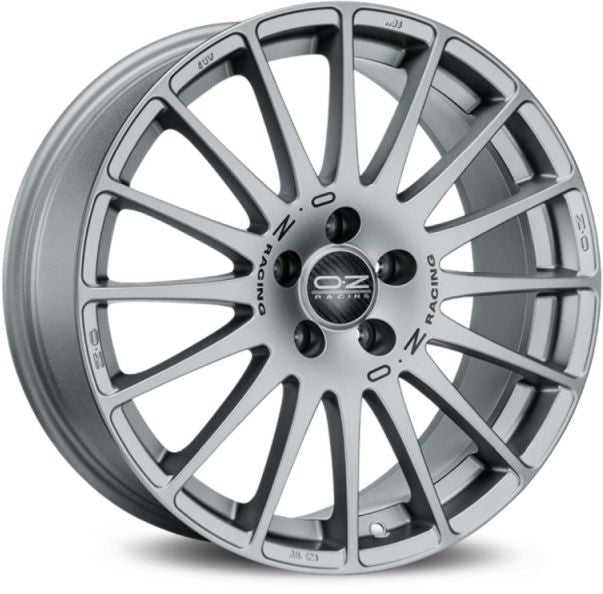 SUPERTURISMO GT 7x17 ET 40 4x100 OZ RACING GRIGIO CORSA BLACK LETTERING Single Wheel