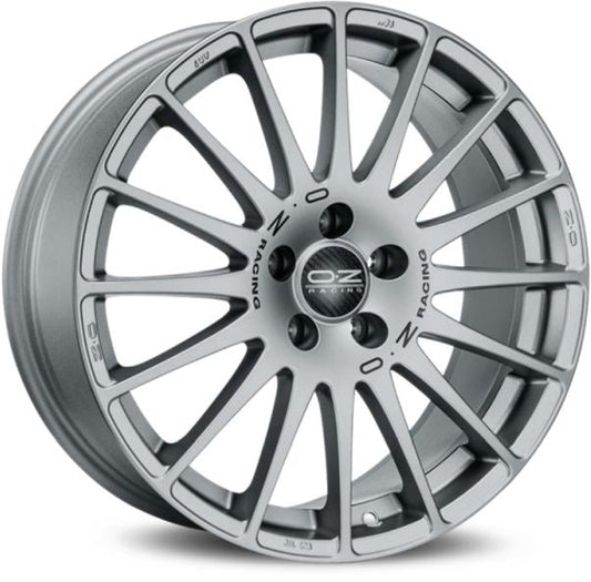 SUPERTURISMO GT 7x18 ET 25 4x108 OZ RACING GRIGIO CORSA BLACK LETTERING Single Wheel