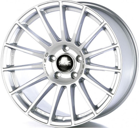 SUPERTUR. DAKAR 9x21 ET 50 5x112 OZ RACING MATT RACE SILVER BLACK LETTERING Single Wheel