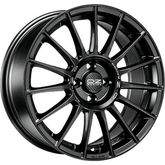 SUPERTURISMO LM 8x18 ET 45 5x112 OZ RACING MATT BLACK SILVER LETTERING Single Wheel