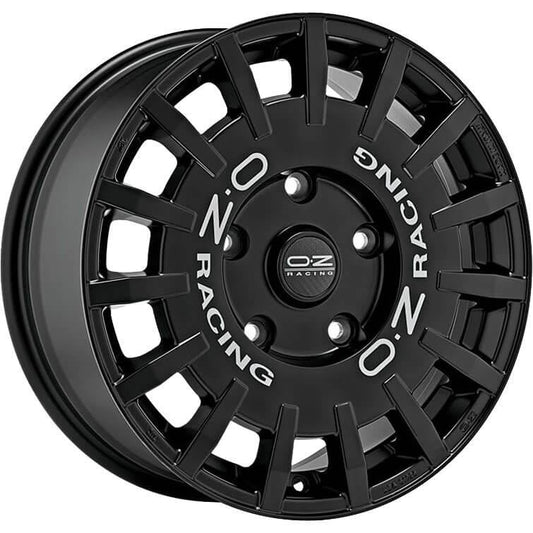 RALLY RACING 7x17 ET 30 4x100 OZ RACING GLOSS BLACK SILVER LETTERING Single Wheel