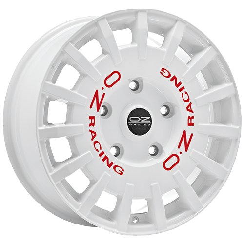 RALLY RACING 7x17 ET 18 4x108 OZ RACING RACE WHITE RED LETTERING Single Wheel