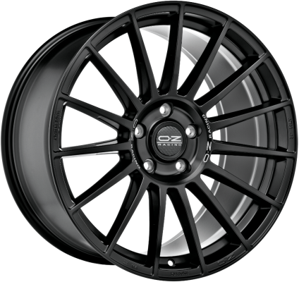 SUPERTUR. DAKAR 9,5X22 ET 24 5x112 OZ RACING MATT BLACK SILVER LETTERING Single Wheel