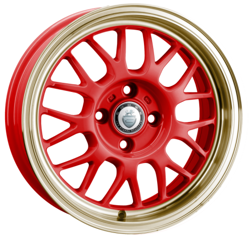 CADES Eros, 15 x 6.5 inch , 4-100 PCD, ET30,  Red/Gold lip, Single Wheel