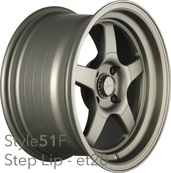 7Twenty Style 51, 15 x 8 inch, 4x100 PCD, ET20, Single Wheel, F Style Lip, Stone Bronze