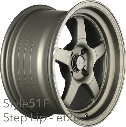 7Twenty Style 51, 15 x 8 inch, 4x100 PCD, ET20, Single Wheel, F Style Lip, Stone Bronze