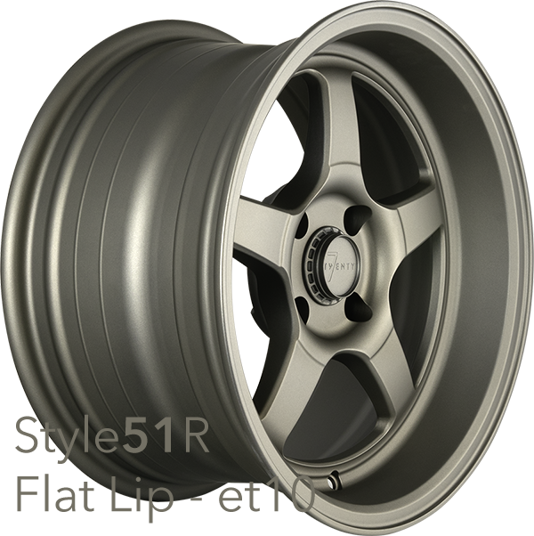 7Twenty Style 51, 15 x 8 inch, 4x100 PCD, ET10, Single Wheel, R Style Lip, Stone Bronze