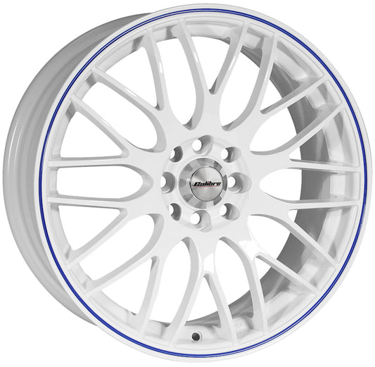 Calibre - Motion 6.5x15 (White / Blue Pinstripe) 4x100 PCD, Single Wheel