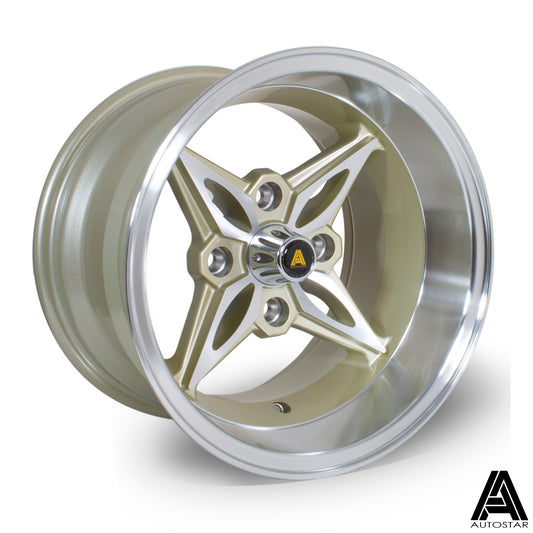 Autostar Kanji, 14 x 9 inch, 4x114 PCD, ET-13, PFGold, Single Wheel