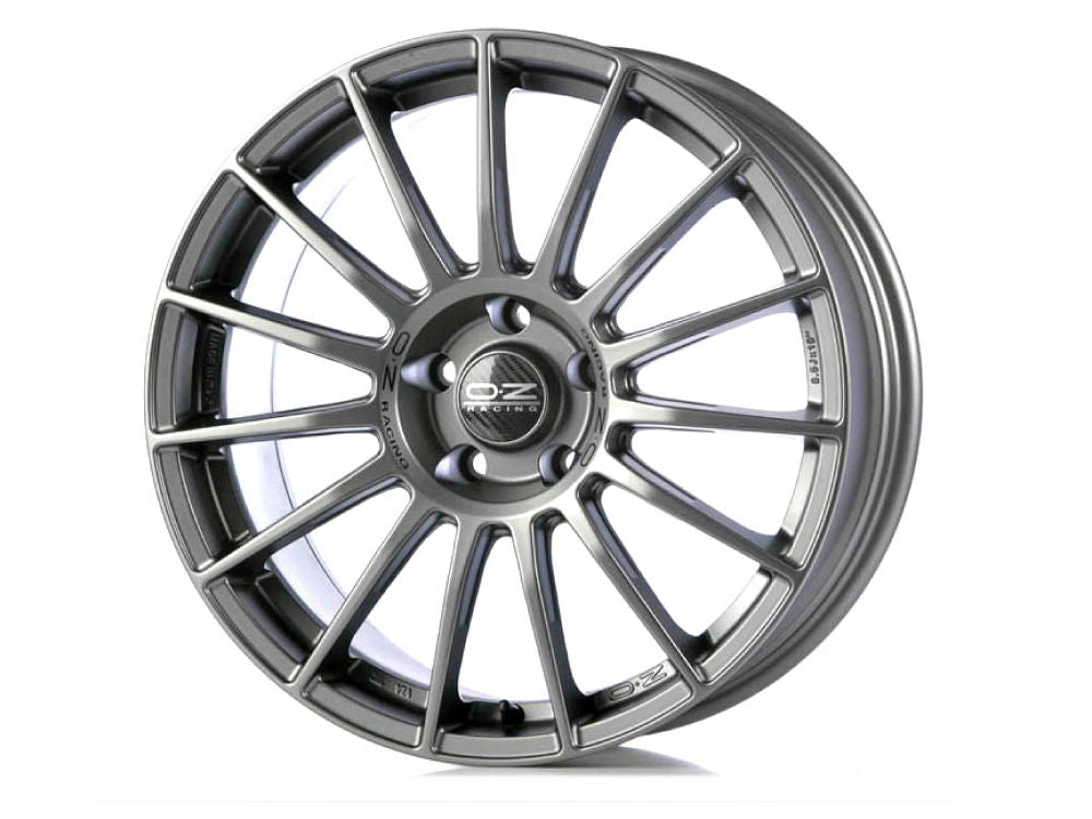 SUPERTURISMO LM 7,5x18 ET 50 5x112 OZ RACING MATT GRAPHITE SILVER LETTERING Single Wheel