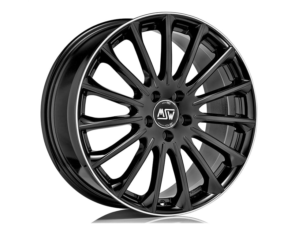 MSW 30 9x18 ET 44 5x112 MSW GLOSS BLACK+DIAMOND LIP Single Wheel