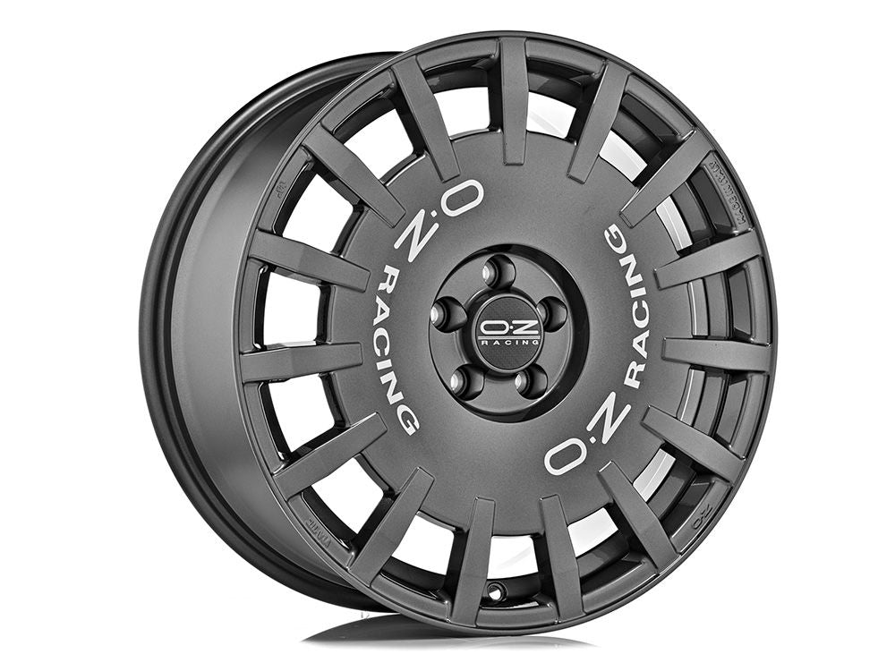 RALLY RACING 8x17 ET 29 5x120 OZ RACING DARK GRAPHITE SILVER LETTERING Single Wheel