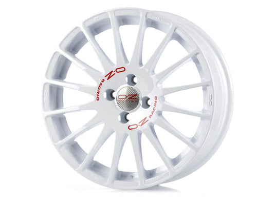 SUPERTURISMO GT 7x16 ET 25 4x108 OZ RACING RACE WHITE RED LETTERING Single Wheel