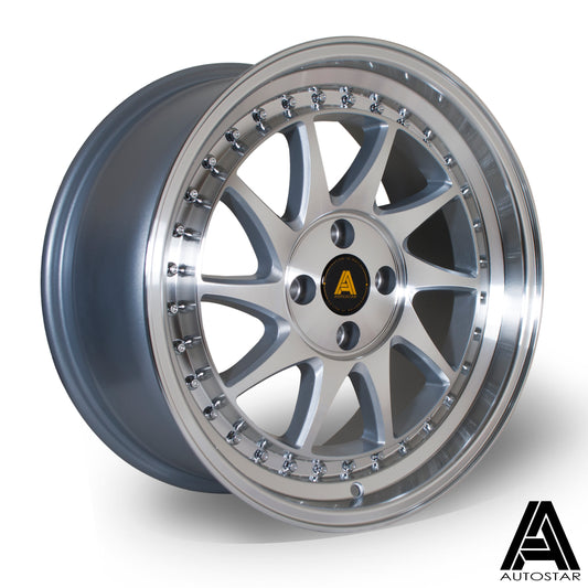 Autostar Vader, 17 x 8 inch, 5x100 PCD, ET30, PFSilver, Single Wheel